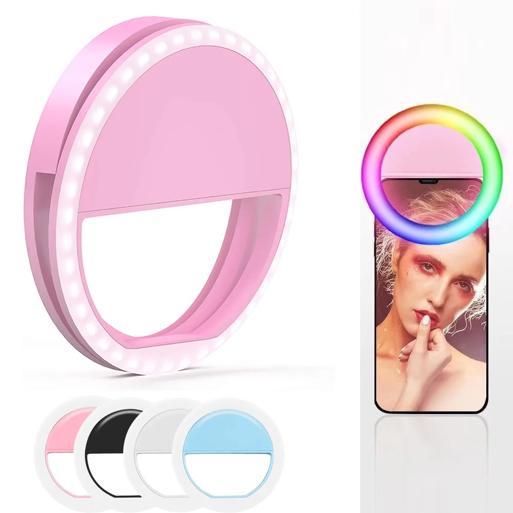 Carica Usb Selfie Ring Light Per Telefono Cellulare Videocamera Videocamera Portatile Dimmerabile Illuminazione Trucco Mini Riempimento Rotondo Per Ip