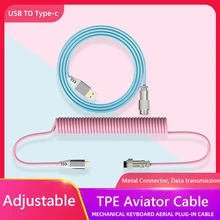 Cable USB tipo C Original, Teclado mecánico en espiral, 1,7 M, Conector de enchufe de aire, aviador en espiral para juegos