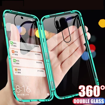 

360 Full Cover Flip Phone Case For Xiaomi Redmi Note 8 Pro 8T Note8 Note7 K20 Pro 8 T Magnetic Metal Buper Tempered Glass Case