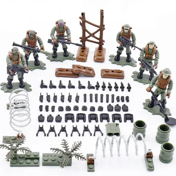 

Simulation Military Action Figures ww2 Army Force Jungle Soldiers Mega Building Block Modern Weapon Gun Bricks Toys for Boys