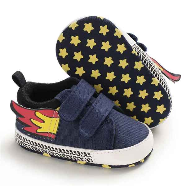 Для новорожденных милый Мальчики Девочки Холст Письмо первые ходунки мягкая подошва детская обувь для девочек обувь