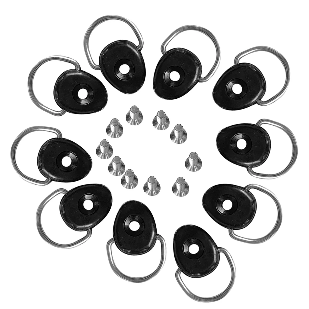 10 Pieces 3.5'' Kayak D Ring Tie Down Loop Screw Deck Fitting Hardware
