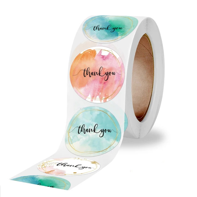 Express your gratitude with style using cute pink gold thank you stickers