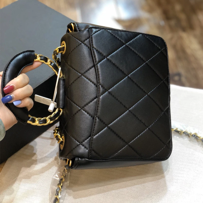 

Classical Women Covered Bag Sewing Purse Ladies CrossBody Bags Shoulder Messenger Sheepskin Round Handle Bag Female Chain Bag