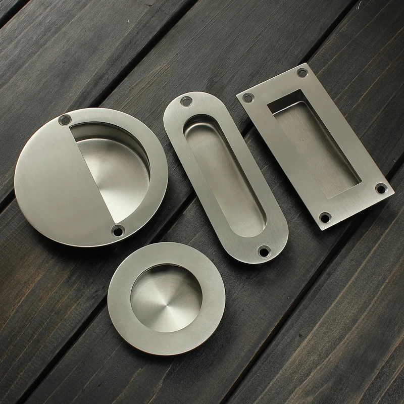 90mm Flush Fit Satin Aluminium Recessed Slide Handle