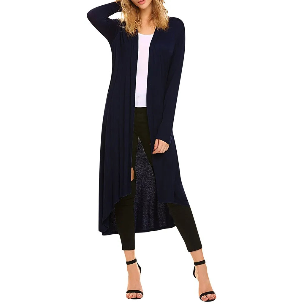 

2019 Autumn Long Paragraph Cardigan Casual Women Jumpers Knitted Warm Sweaters Oversized Solid Color Cardigans Ladies Coat