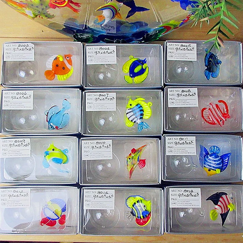 wholesale Hand made Mini murano glass Tropical fish Statues aquarium