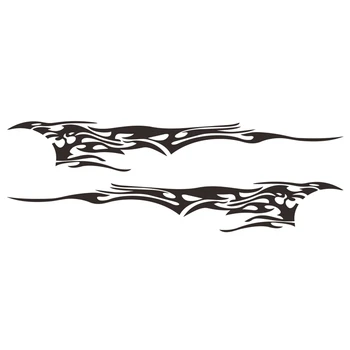 

2PCS Black Flame Car Decal Vinyl image Side Body Stickers Reflective Decals