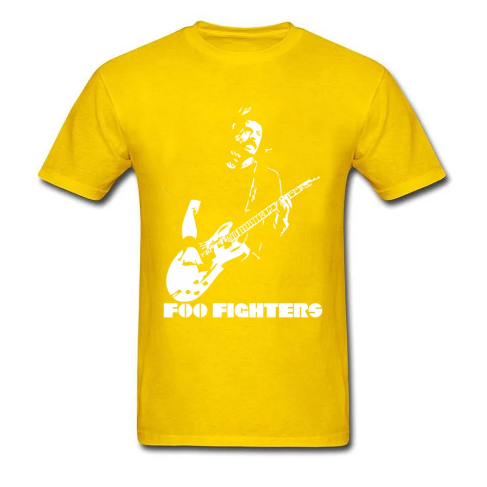  Men T-Shirt Foo_Fighters_1 Simple Style Tops Tees 100% Cotton Round Collar Short Sleeve Unique T Shirts Summer Autumn Foo_Fighters_1 yellow