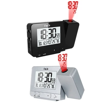 

FanJu Projection Alarm Clock Digital Date Snooze Function Backlight Projector Desk Table Led Clock with Time Projection