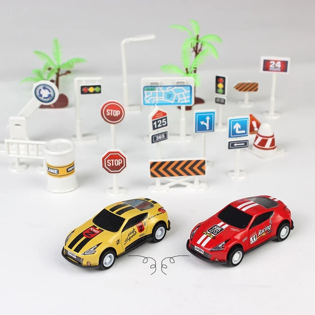 Traffic Light Toy Mini Traffic Signal Light Model Toy Child Educational Toy with 19 Pcs Road Sign Failures D5QA 4