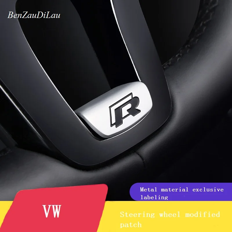 Car Steering Wheel Decoration R Logo Metal Sticker For Volkswagen Golf 7 Jialv Magotan B8 Passat Lingdu