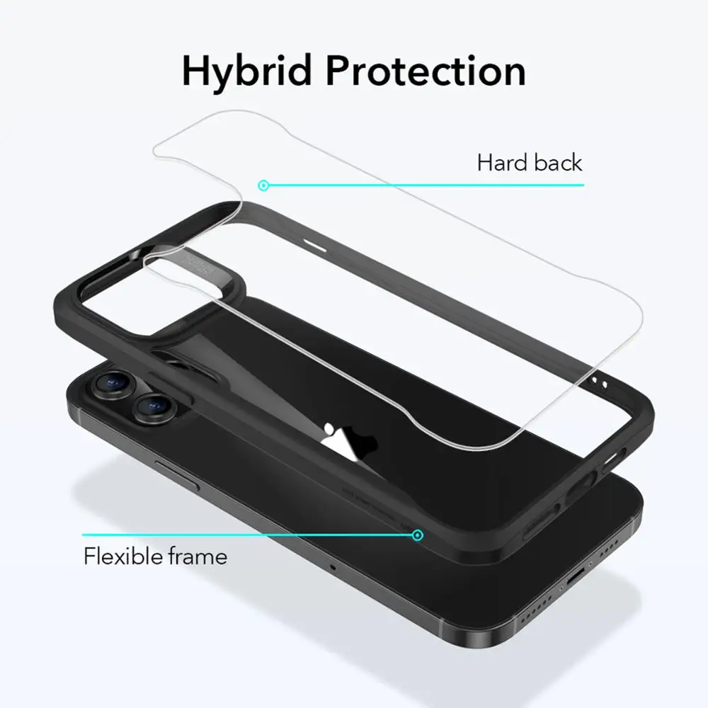 ESR for iPhone 12 Case Glass Shockproof Back Cover for iPhone 12 mini 12Pro Max Case with 2pcs Tempered Glass Screen Protector