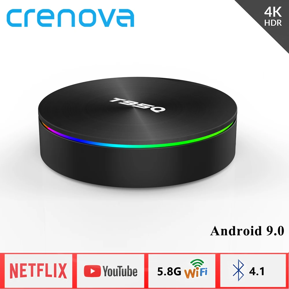 ТВ-приставка Crenova T95Q Android 9 0 4K 4 ГБ 64 медиаплеер четырехъядерный Amlogic S905X2 двойной Wi-Fi