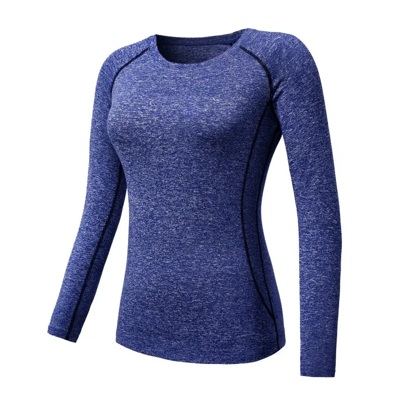 Женский топ для йоги женские футболки для йоги спортивные топы с длинными рукавами женская одежда для фитнеса рубашка женские спортивные топы Женская спортивная рубашка - Цвет: Синий