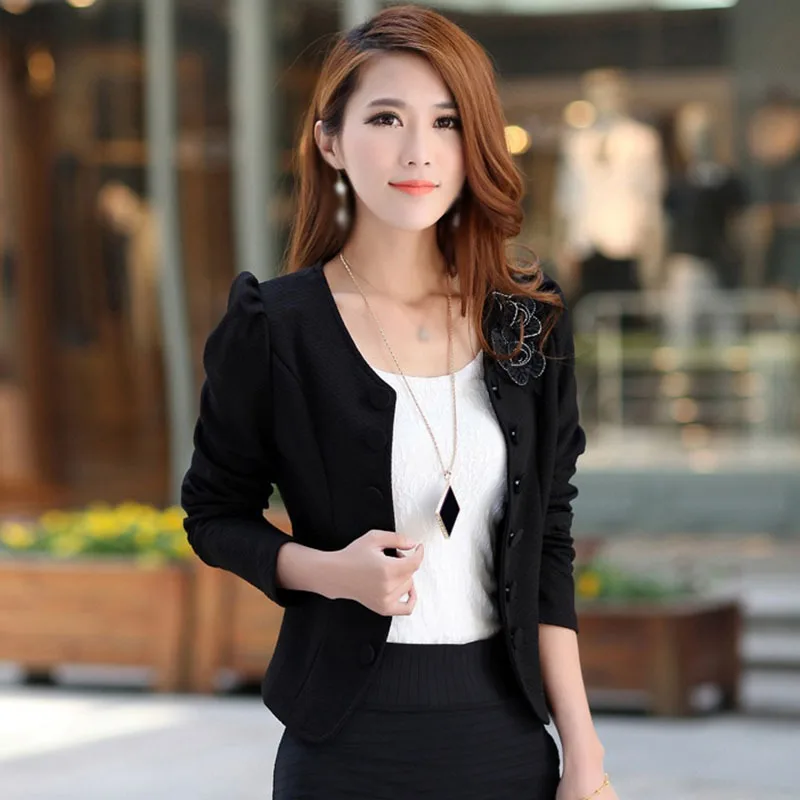 

Plus Size Short Jackets Women Fashion Casual Black White Jackets Women's Coats Tops