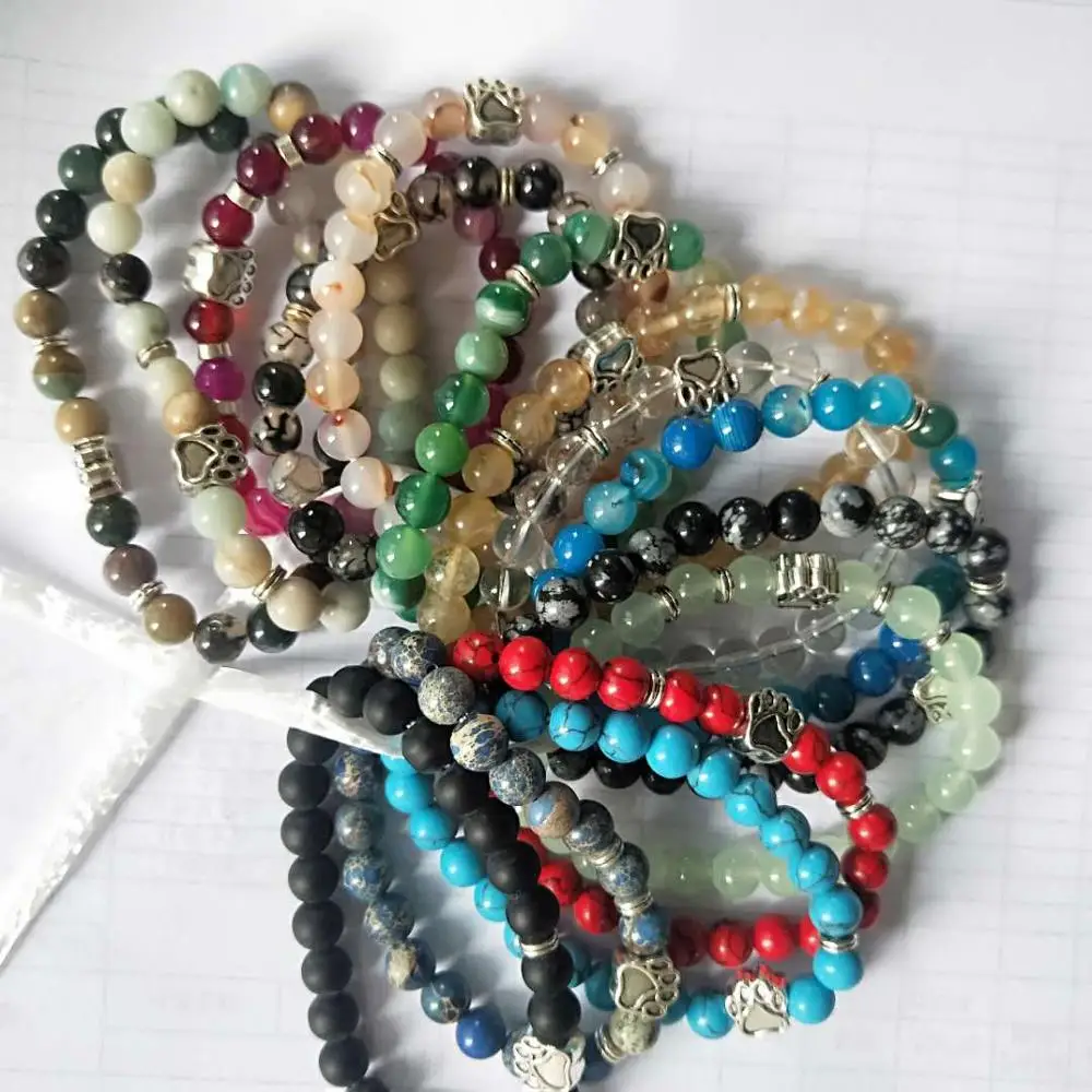 Женский браслет из натурального камня и Howlite с изображением милой собачьей