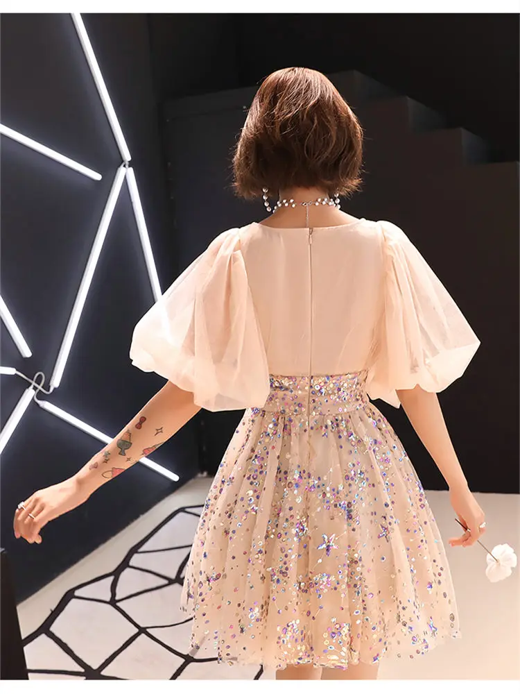 It's Yiya коктейльное платье 2019 с v-образным вырезом короткие женские вечерние платья элегантные Seuiqns плюс размер мини Vestidos de gala E796