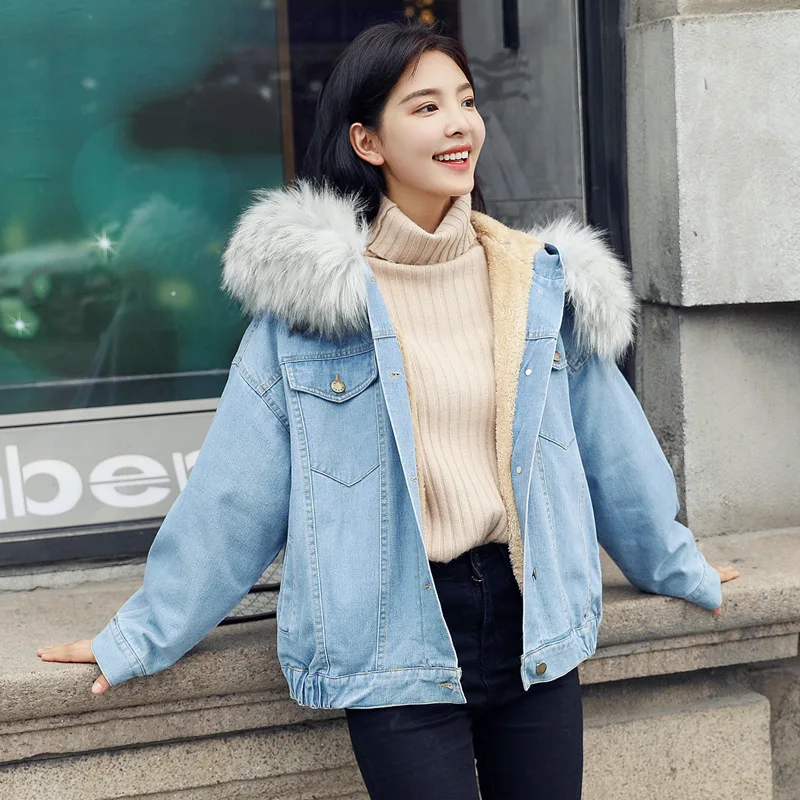 

Winter New Style Women's Europe And America Version Large Size Cowboy Thick Berber Fleece Cotton-padded Clothes Hooded Large Fur