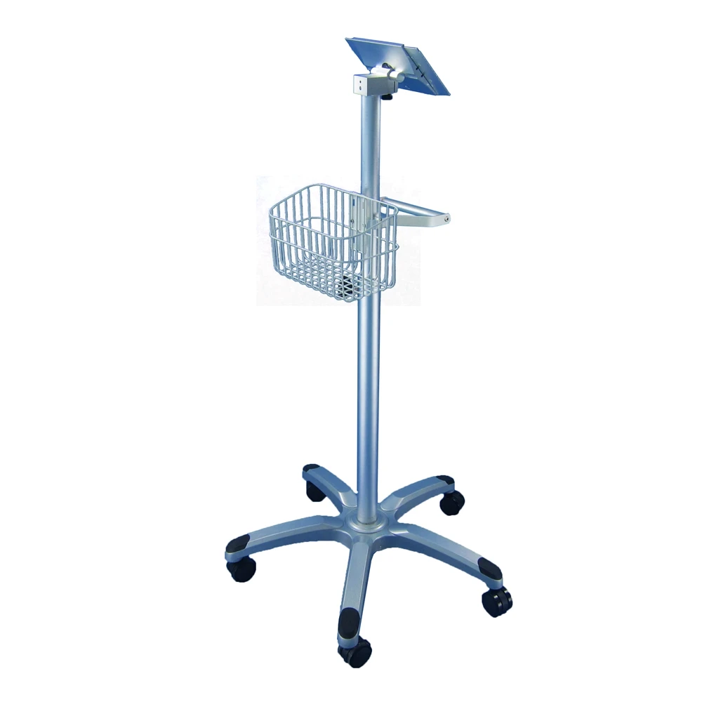 

Medical Standing Trolley Rolling Cart Aluminum Alloy Manual Lifter Trolley With Adjustable Platform