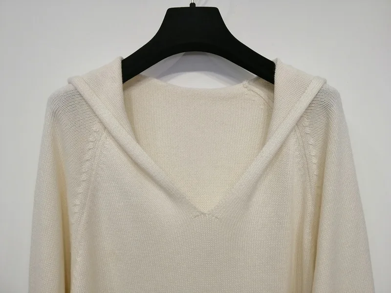Женский свитер Европа кашемировый с капюшоном вязаный длинный рукав свободный пуловер свитер