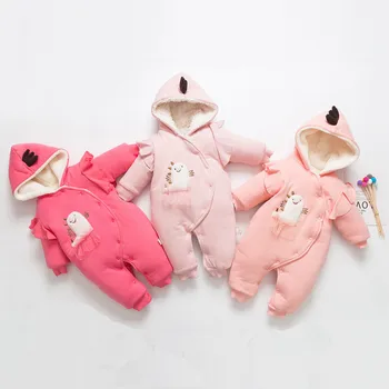 

Winter Infant Baby Girl Hooded Romper Fleece Overalls For Children Baby Jumpsuit Warm Outfit Newborn Baby Clothes Thick Snowsuit