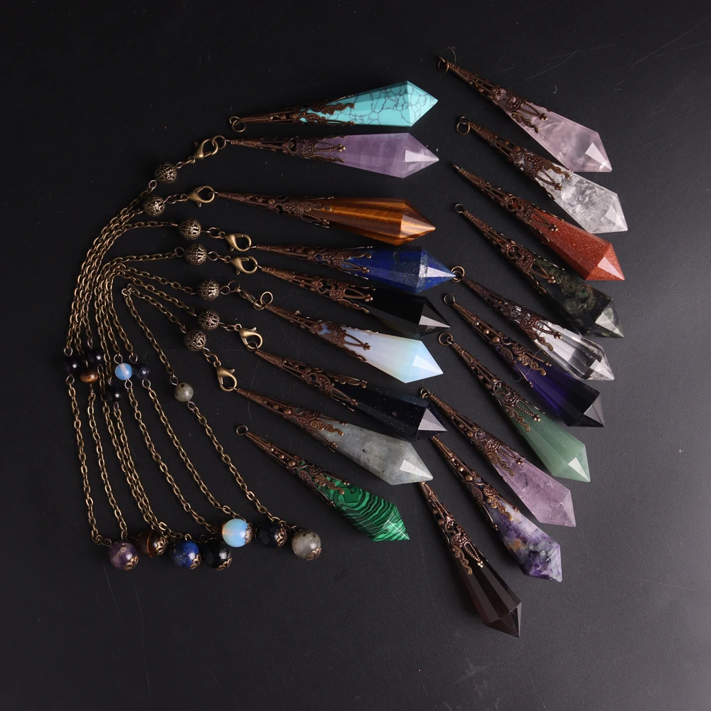 High Quality Natural Stone Facet Amethysts Pendulum for Dowsing Pendant Healing Purple Crystal Pendule Chakra Pendulum Jewelry 5