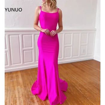 

YUNUO Sleeveless Sexy robe de soiree Evening Dress Long Sexy Backless Train vestidos Lace-up Prom Party Gowns Formal Dresses