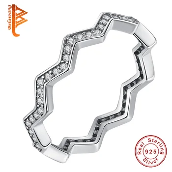

Authentic 925 Sterling Silver Ring Female Simple Geometric Wave Rings for Women Girls Wedding Engagement Fashion Jewelry