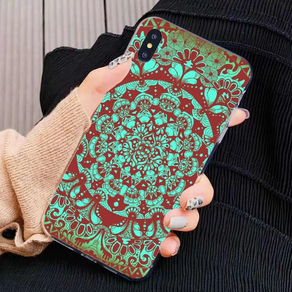 Turquoise Mandala Soft TPU Silicone Transparent Cases For Xiaomi Mi A1 A2 A3 5X 6X 8 9 9t Lite SE Pro Max Mix 1 2 3 2S |