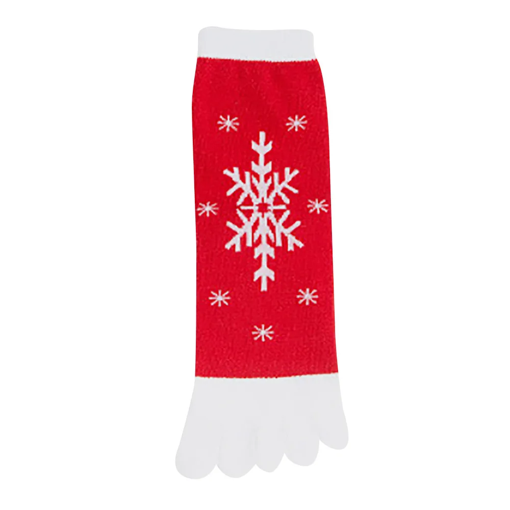 Унисекс Рождественский принт многоцветные носки носок с пятью пальцами хлопчатобумажные забавные носки милые носки с Санта Клаусом и оленем рождественские носки