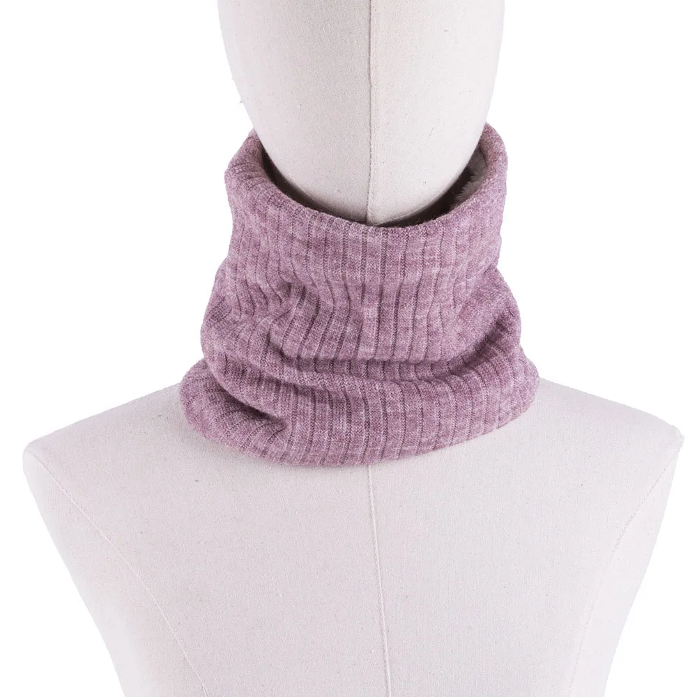 Winter Neck Warmer Fleece Men Women knitted Mask Neck Cover Tube Head Scarf For Cycling Skiing Hiking Bandana - Цвет: Pink