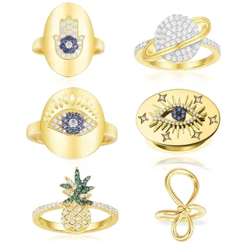 

2020 MINA BEAR 925 Sterling Silver Original 1:1 High Quality Eye, Palm, Planet, Pineapple Ring Female Jewelry Engraved Logo