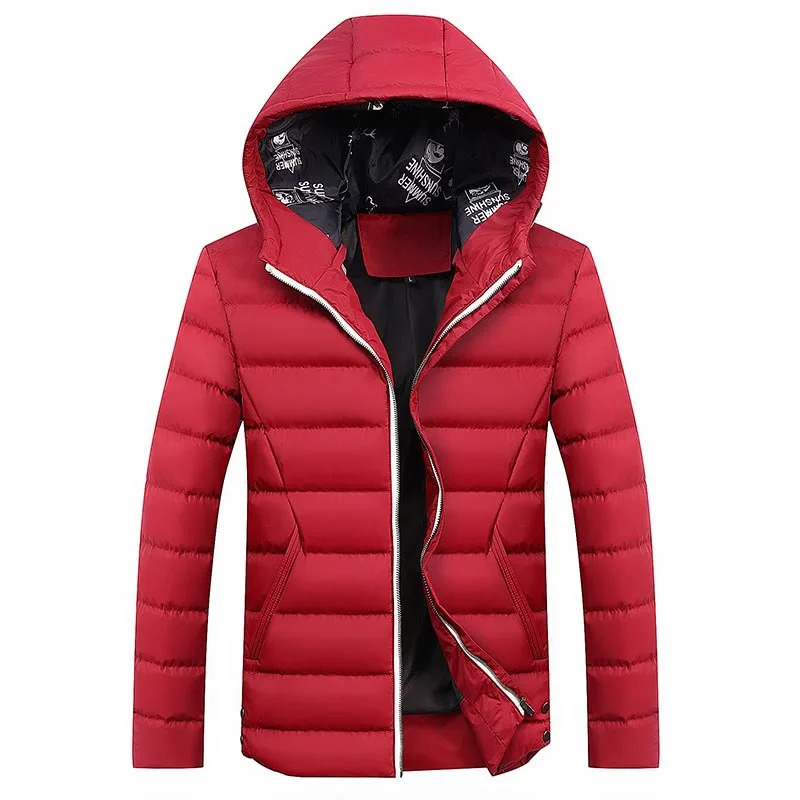 Зимние куртки, повседневные Толстые мужские парки, верхняя одежда с капюшоном, мужские плотные куртки и пальто, теплые пальто, Мужская одежда, ZA308 - Цвет: Wine Red Parka