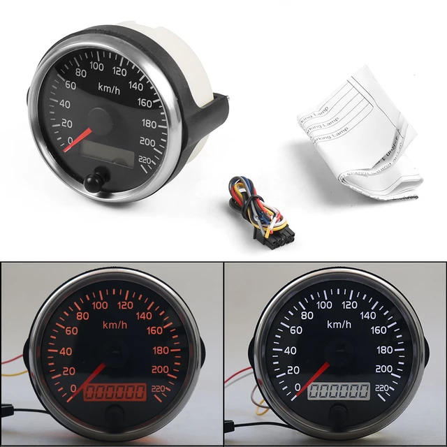 Universal NO GPS 85mm Speedometer With Sensor Kit 220km/h Speed Gauge Meter  12V 24V With LCD For Car Truck Boat Motor - AliExpress