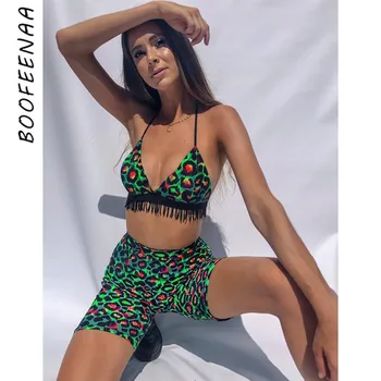 

BOOFEENAA Cheetah Print Sexy Two Piece Set Summer Clothes for Women Crop Top Shorts Matching Sets Festival Club Outfits C16-AZ80