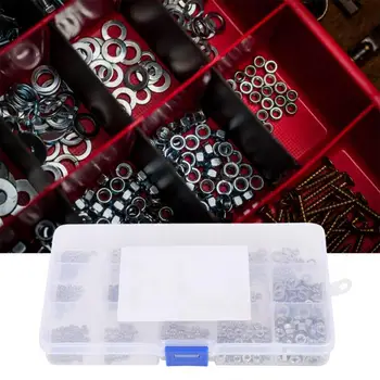 

750Pcs Flat Washer + Elastic Washer + Nut Set Stainless Steel Hardware Lock Tools M1.6-M4 Stainless Washer Set