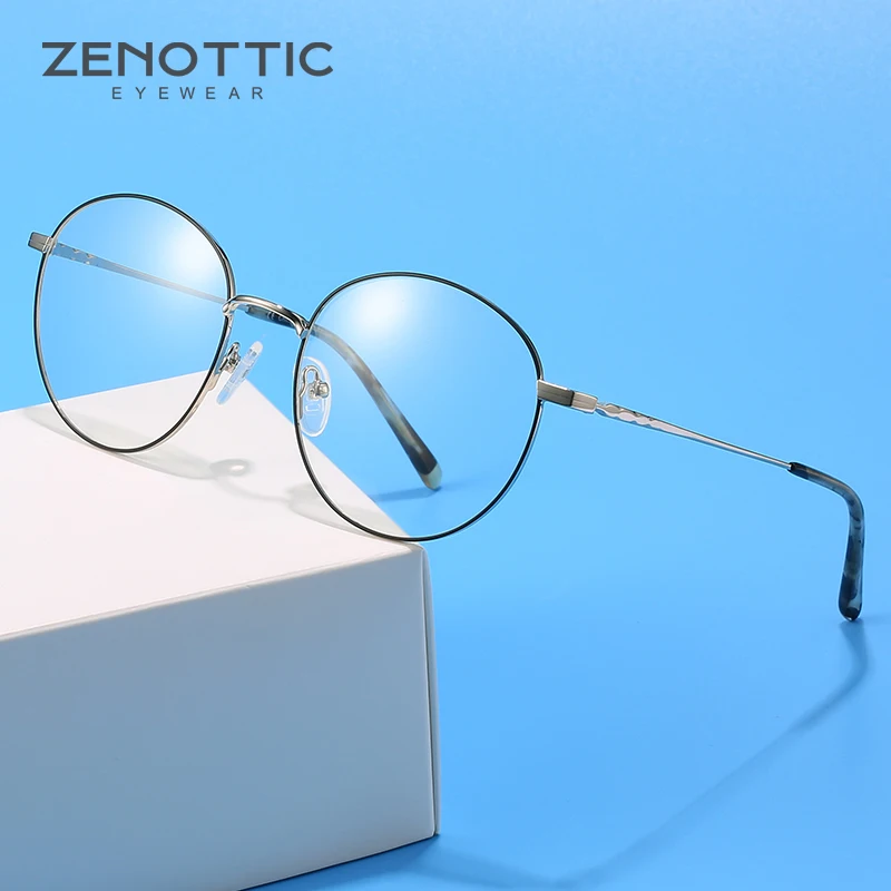 Оправа для очков ZENOTTIC женская из чистого титана круглая прозрачная по рецепту при близорукости