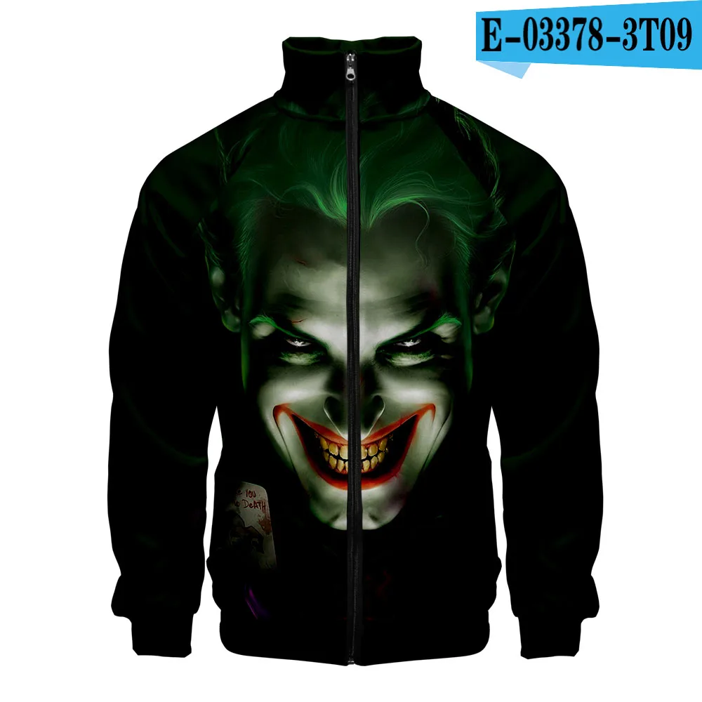 HAHA Joker 3D стоячий воротник куртка Япония крутая Harajuku модная куртка на молнии для женщин/мужчин классный японский колледж стильная толстовка - Цвет: 3T09