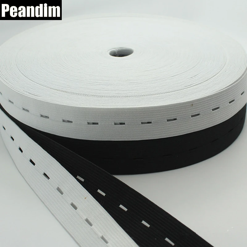 

PEANDIM 30 м DIY Швейные аксессуары отверстие для пуговиц вязаная резинка 15 мм белый и черный