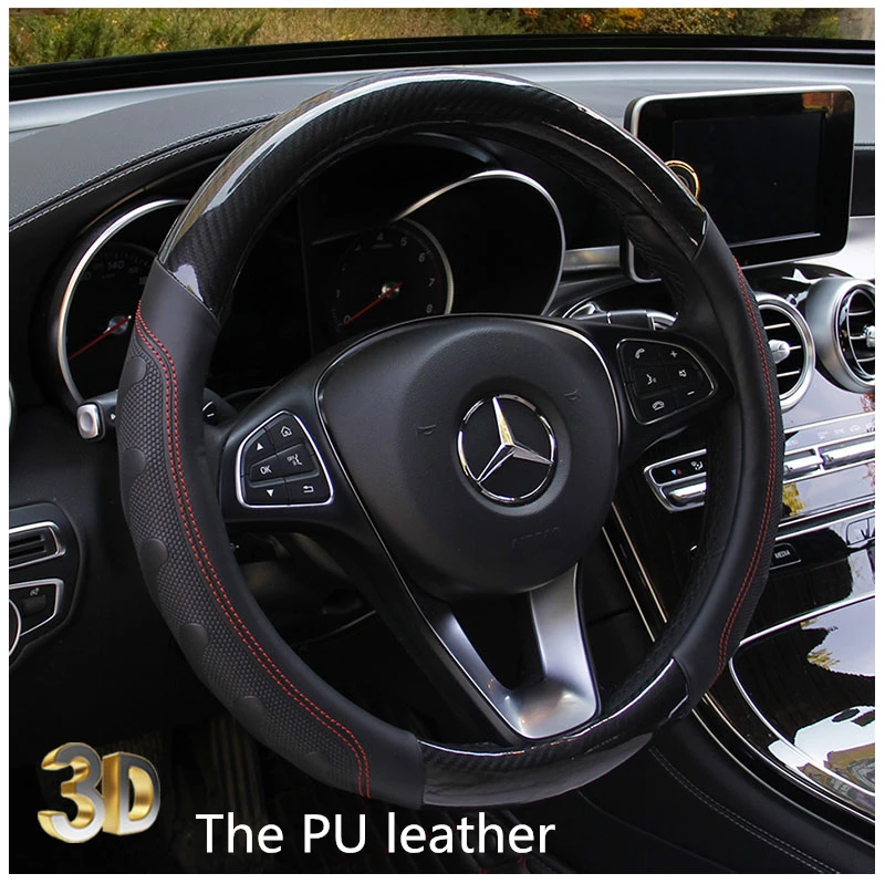 Car Steering Wheel Cover Leather Carbon Fiber for Opel Astra g/gtc/j/h Corsa Antara Meriva Zafira Insignia Mokka KX3 KX5 - Название цвета: The PU leather