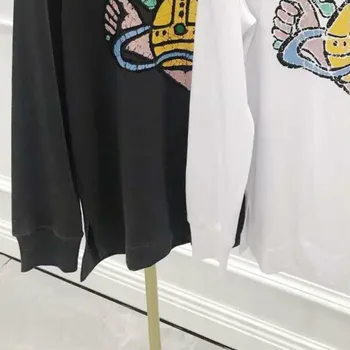 

Women Hoodie 2020 Distressed Printed Terry Thin Crew Round Neck Sweatshirt