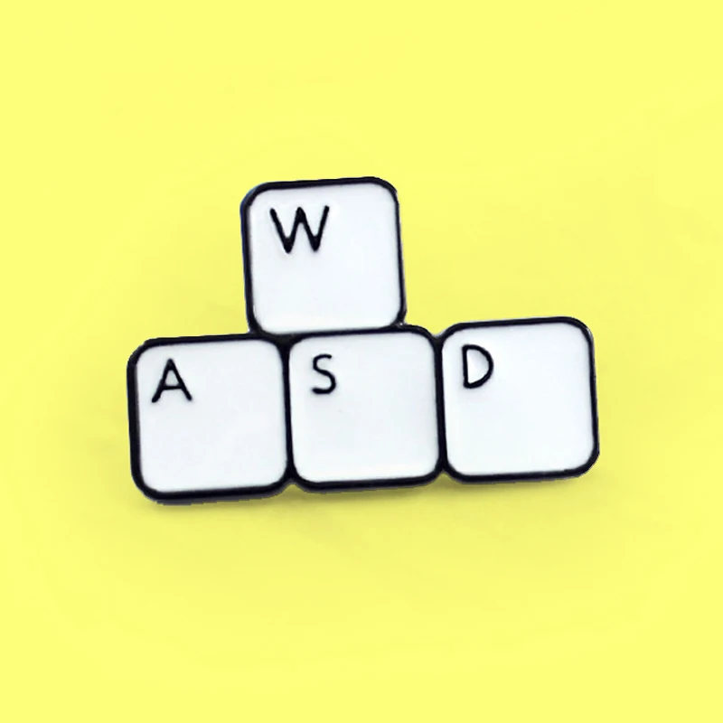 

Gaming Keyboard WASD Brooch Pins Letter Block Computer Game Control Keyboard Enamel Pin Lapel badges Hat Bag Jewelry Gifts
