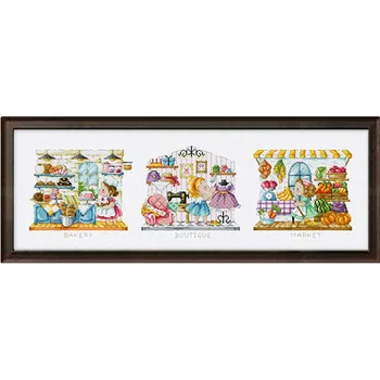 

"Retail store" Cartoon Counted cross stitch kit 14ct 11ct printed fabric cloth embroidery DIY needlework cotton threads FishXX