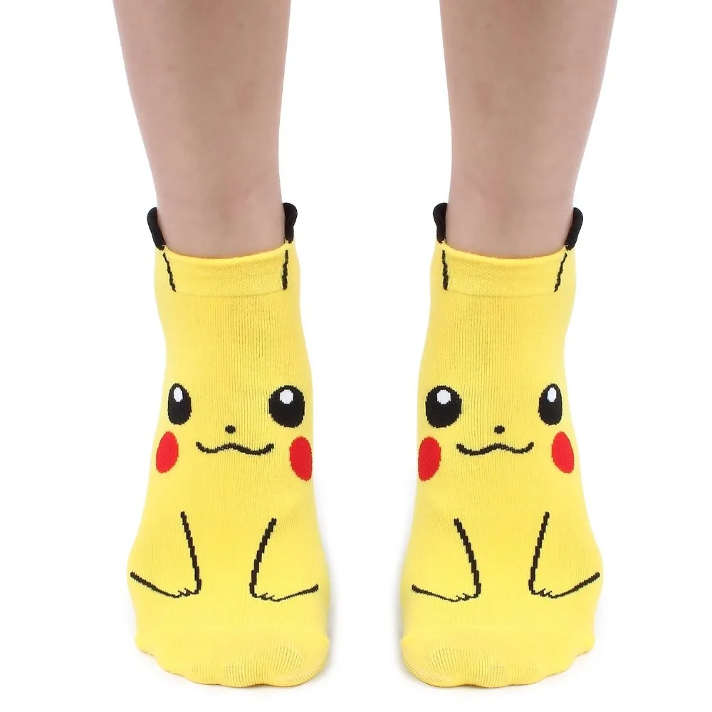 1 пара новых модных милых носков с покемонами хлопковые носочки по щиколотку, новые японские Носки с рисунком Raichu Charmander, забавные Женские носочки