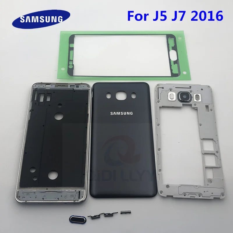 Полный корпус для samsung J5 J510 J7 J710 Передняя средняя рамка батарея задняя панель чехол с боковыми кнопками