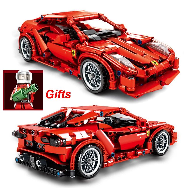 

Red Racing Cars Racer Technic Series Building Blocks Brick Set Toys For Boy Sport Car Assemble Model Children Gifts