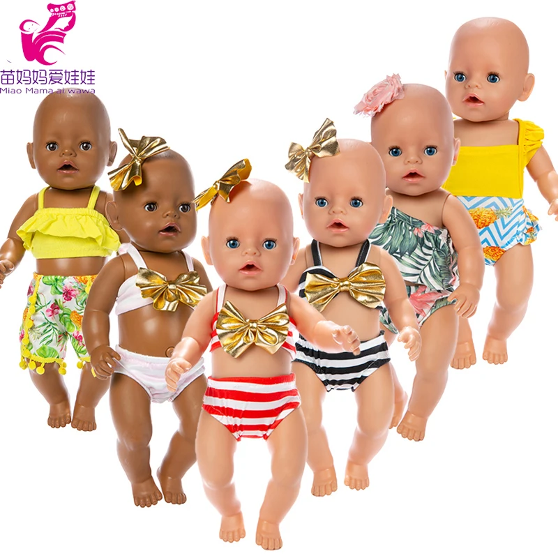 

Doll Clothes 17" Baby New Born Doll Bikini Wear for 18 Inch Girl Doll Summer Swimming Clothes Girl Christmas Gifts