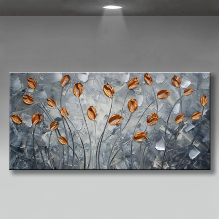 Kaufen Rahmenlose Hand bemalt Abstrakte Ölgemälde moderne Dickes öl Messer weiß blumen auf Leinwand Bilder wand Kunst Wohnkultur