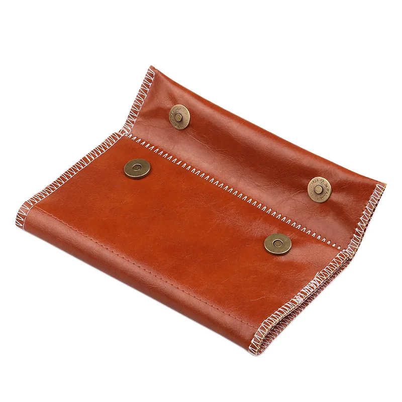 Portable Leather Tobacco Storage Bag Zipper Pouch Buckle Herb Pouch Case Bag Cover 3 Colors